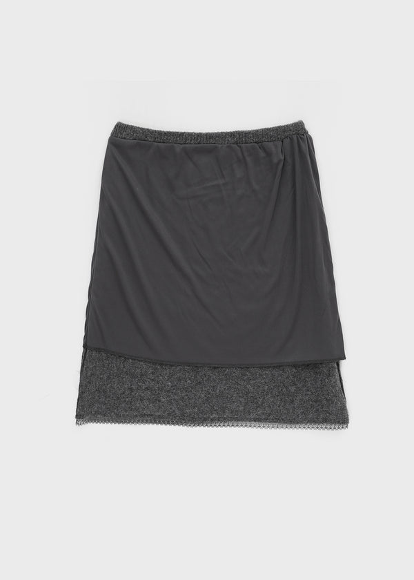 Hocon Strap Lace Wool Knit Midi Skirt