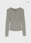 Tigging Layered Henley Neck Tencel Long Sleeve T-shirt (30% Wool)