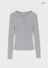 Tigging Layered Henley Neck Tencel Long Sleeve T-shirt (30% Wool)