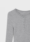Tigging Layered Henley Neck Tencel Long Sleeve T-shirt (30% Wool)