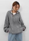 (UNISEX) Solpin Half-zip Cable Knit Hoodie