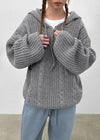 (UNISEX) Solpin Half-zip Cable Knit Hoodie