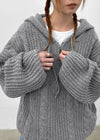 (UNISEX) Solpin Half-zip Cable Knit Hoodie
