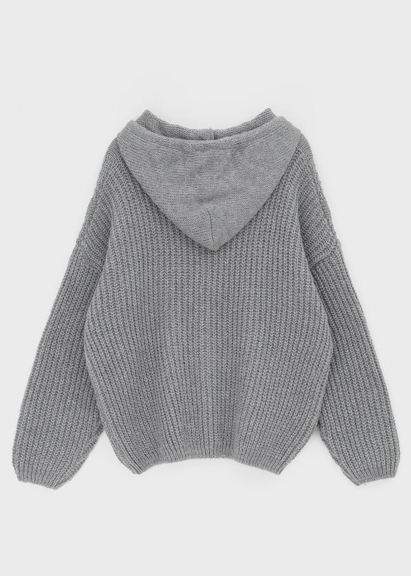 (UNISEX) Solpin Half-zip Cable Knit Hoodie