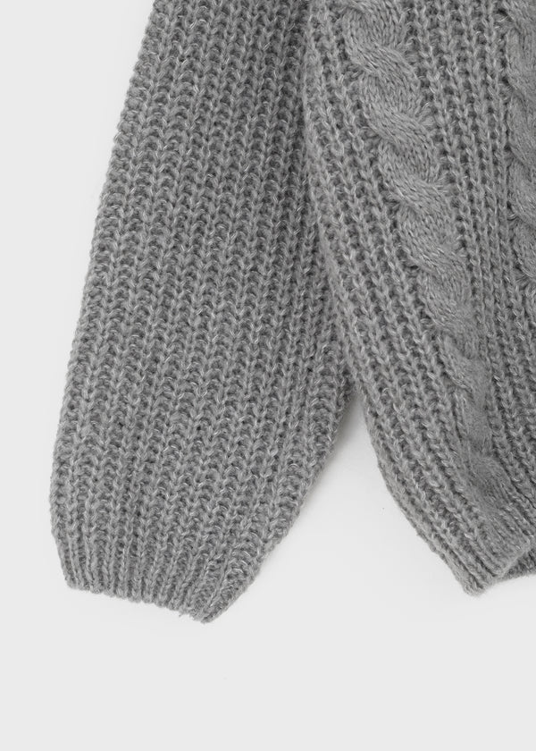 (UNISEX) Solpin Half-zip Cable Knit Hoodie