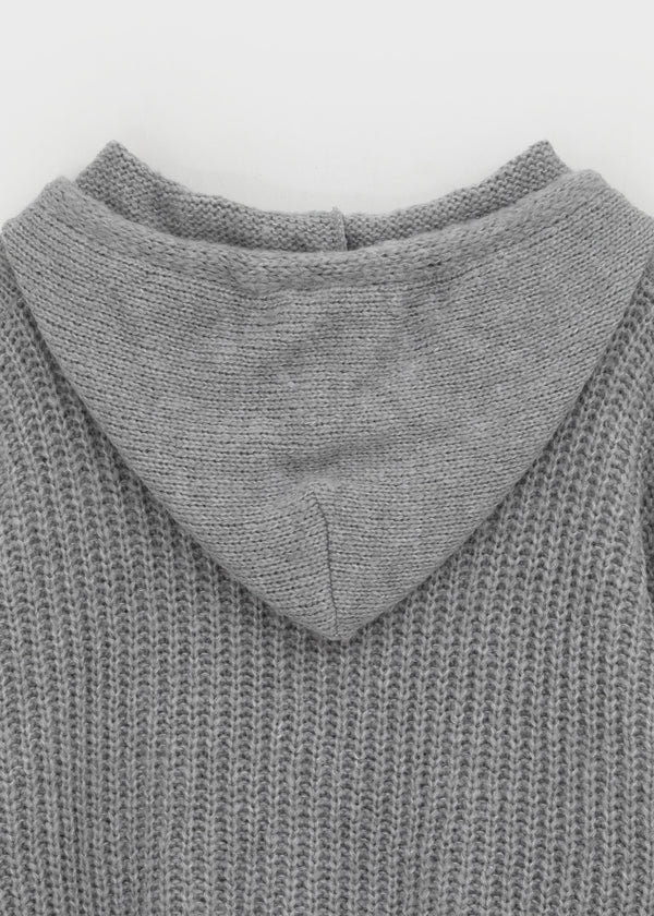 (UNISEX) Solpin Half-zip Cable Knit Hoodie