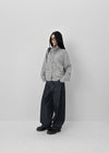 Long Bell Back Pocket Stitch Raw Fabric Wide Denim Pants