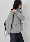 Minoko High-neck Pocket Wool Knit Cardigan