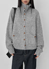 Minoko High-neck Pocket Wool Knit Cardigan