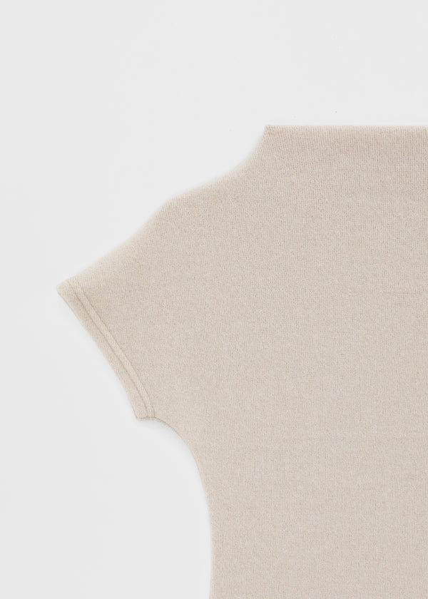 Pogeung High-neck Cap-sleeve Fleece Slim Mini Dress