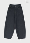 Long Bell Back Pocket Stitch Raw Fabric Wide Denim Pants