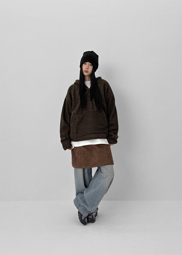 (UNISEX) Kubel Back Pocket Washed Fleece Wide Denim Pants