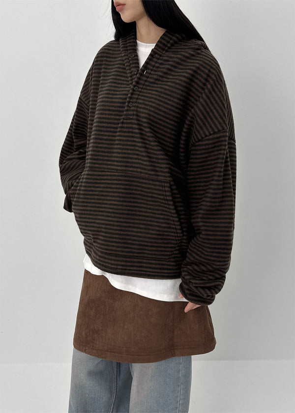 (UNISEX) Hackin Stripe Fleece Warmer Hoodie