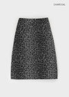 Compton Back-banded Leopard Wool Midi Skirt