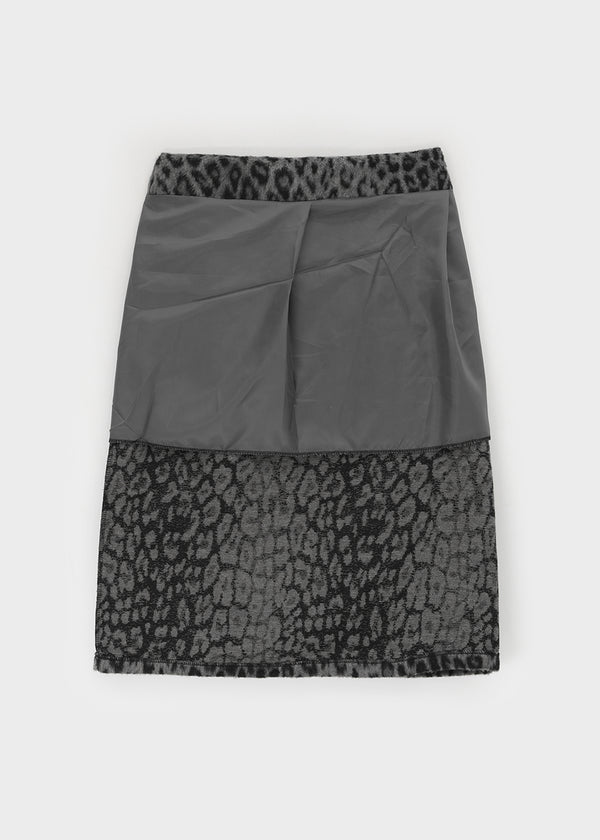 Compton Back-banded Leopard Wool Midi Skirt