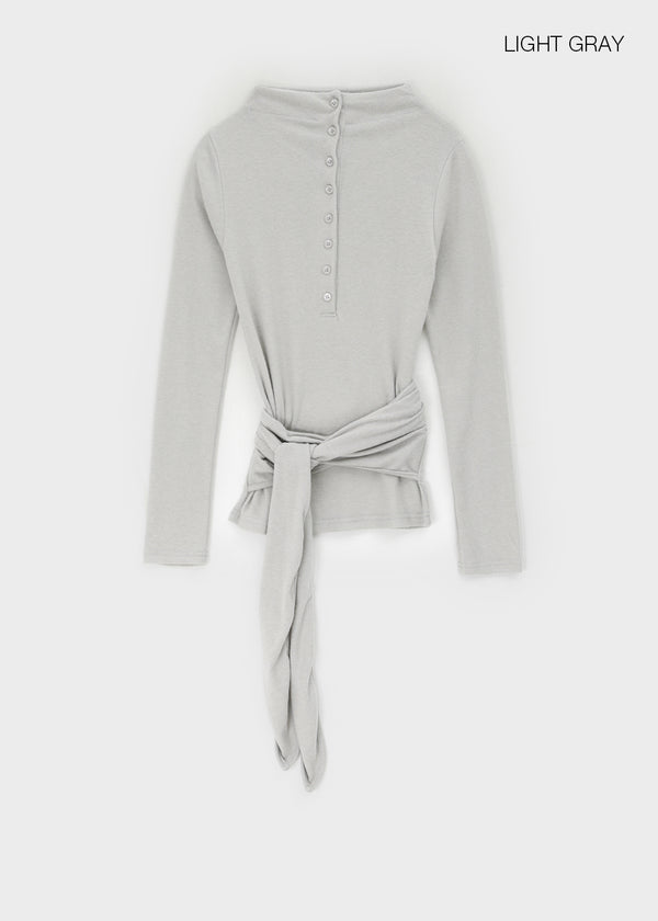 Fogging Strap Fleece Button Long Sleeve T-shirt