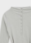 Fogging Strap Fleece Button Long Sleeve T-shirt