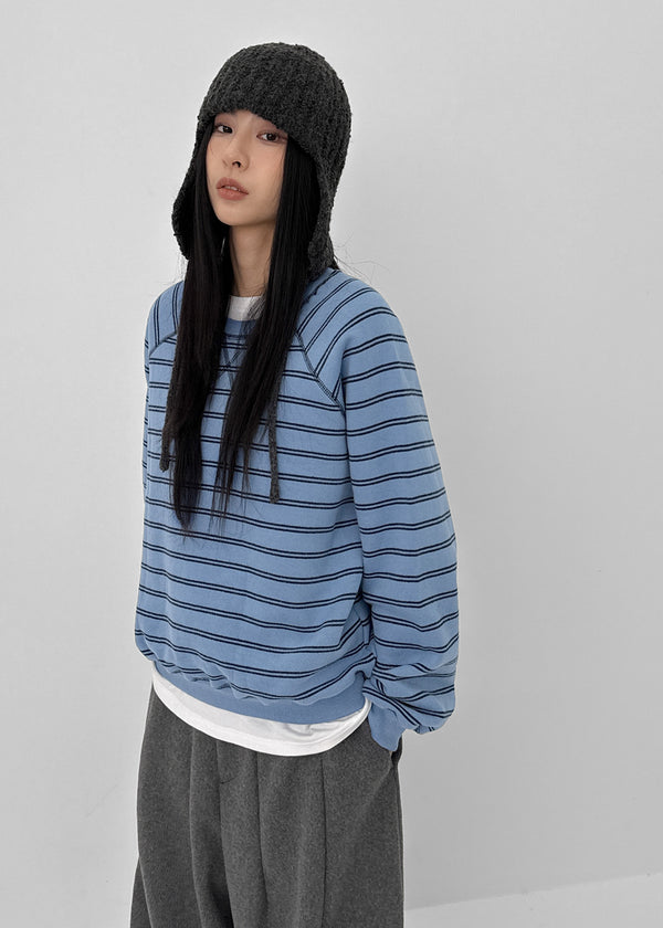 Plating Fleece Striped Man-to-man