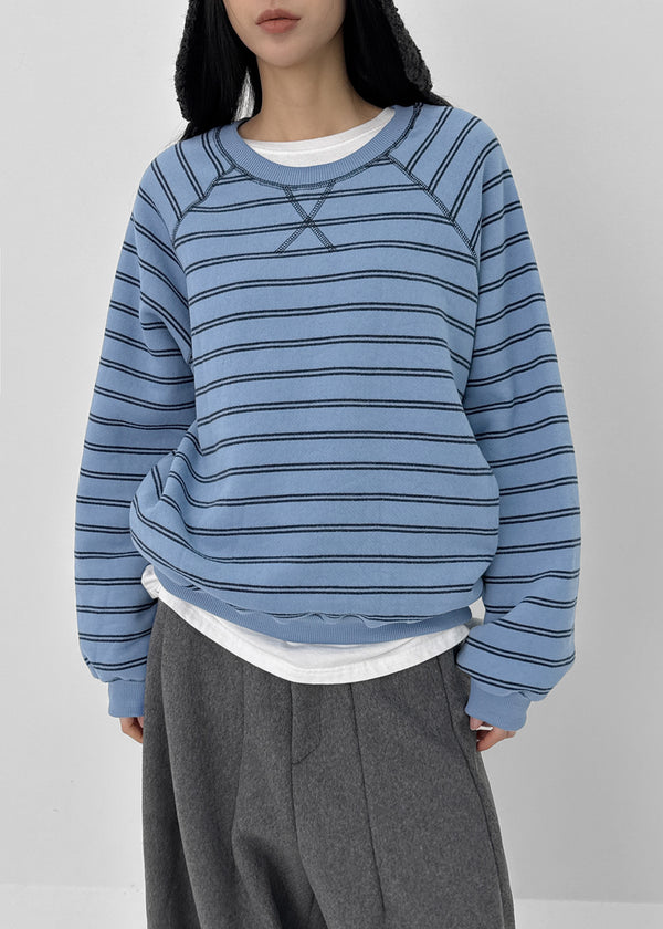 Plating Fleece Striped Man-to-man