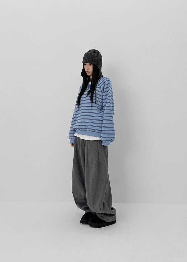 Plating Fleece Striped Man-to-man