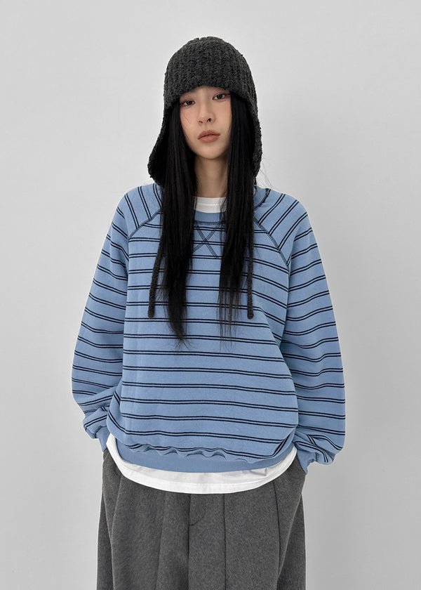 Plating Fleece Striped Man-to-man