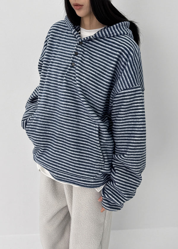 (UNISEX) Hackin Stripe Fleece Warmer Hoodie