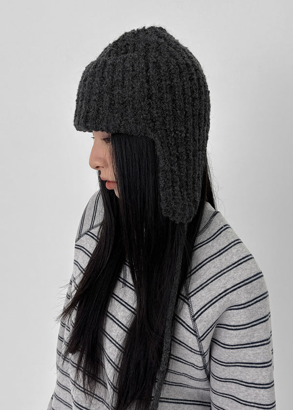Cooltin Knit Ribbed Earflap Beanie (30% Alpaca)