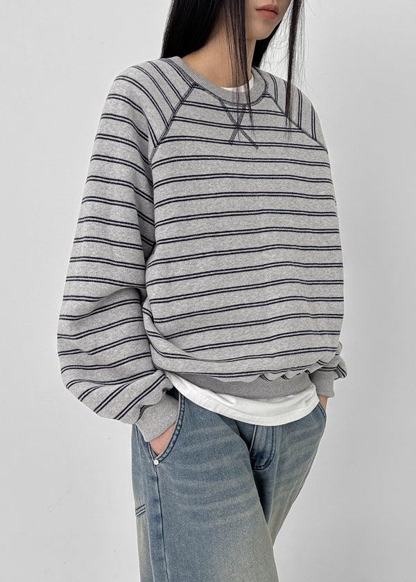 Plating Fleece Striped Man-to-man