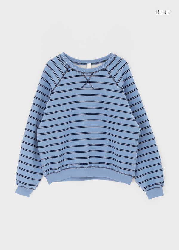 Plating Fleece Striped Man-to-man