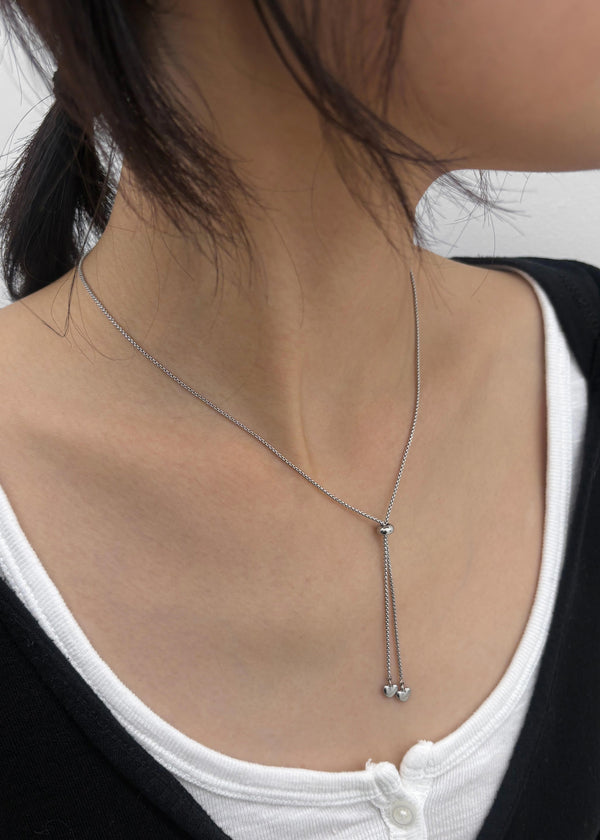 Etka Mini Heart Silver Ball Drop Necklace