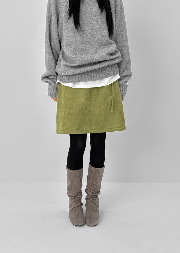 Shatting Fleece Fleece Suede Midi Skirt