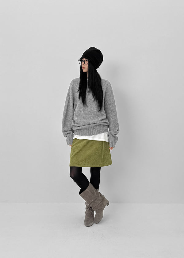 Shatting Fleece Fleece Suede Midi Skirt