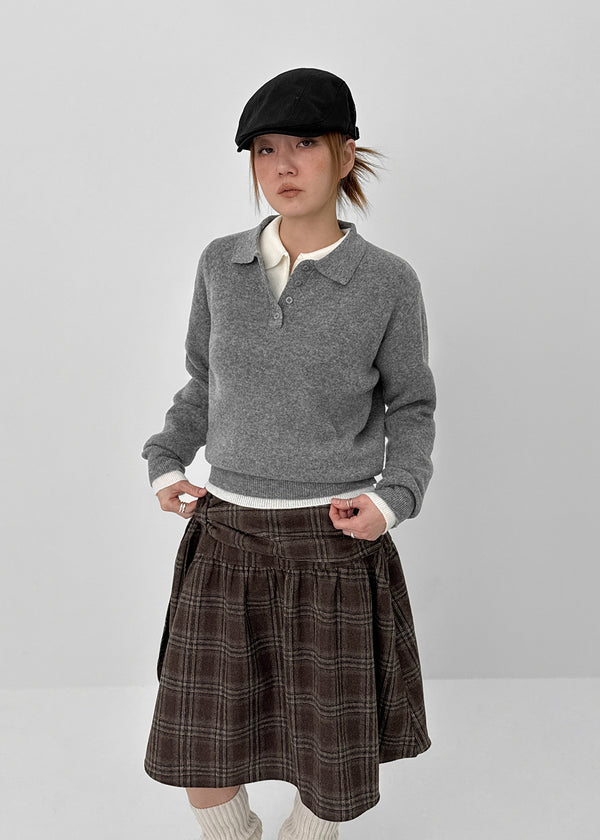 Deluri Button-Collar Knit
