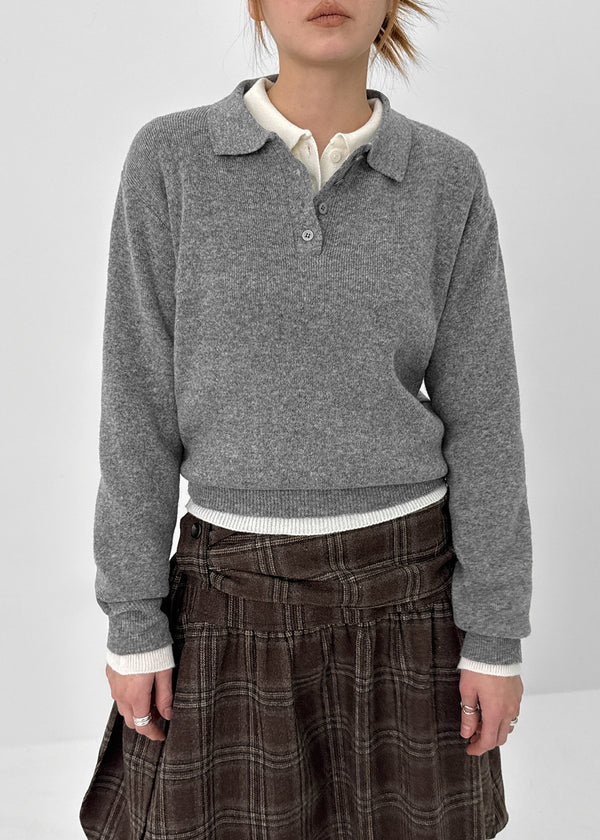 Deluri Button-Collar Knit