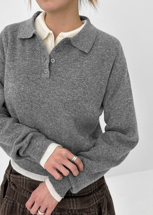 Deluri Button-Collar Knit