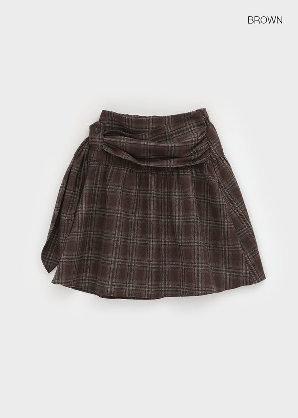 Bondir Check Flared Midi Skirt (30% Wool)