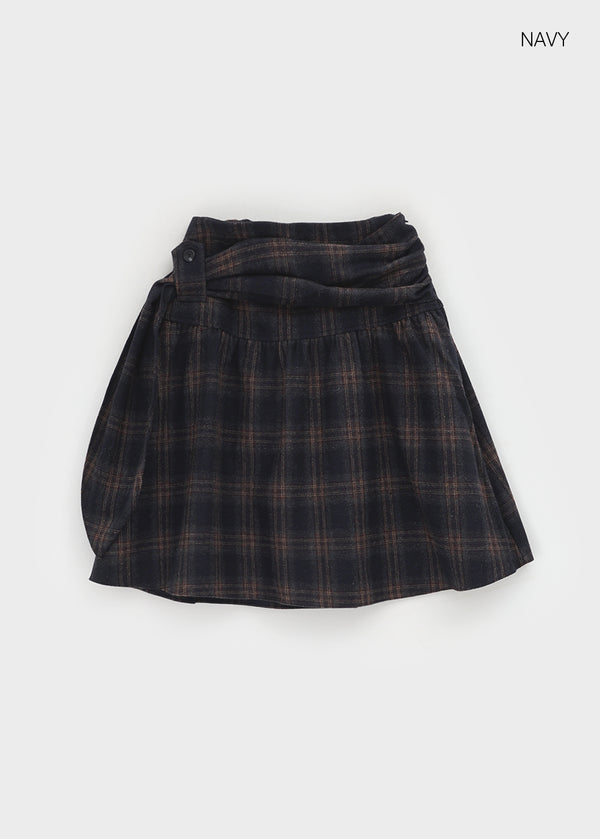 Bondir Check Flared Midi Skirt (30% Wool)