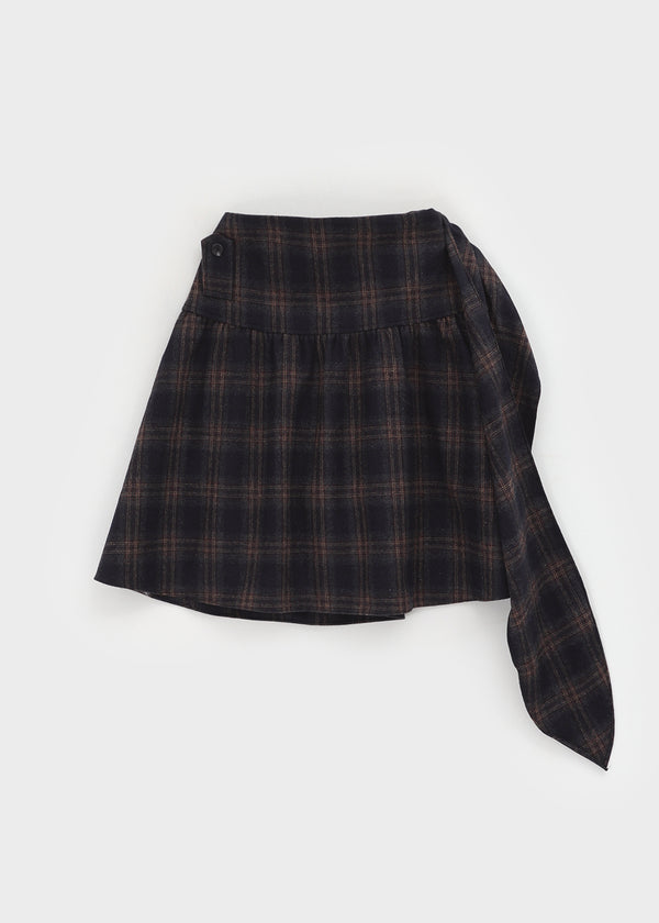 Bondir Check Flared Midi Skirt (30% Wool)