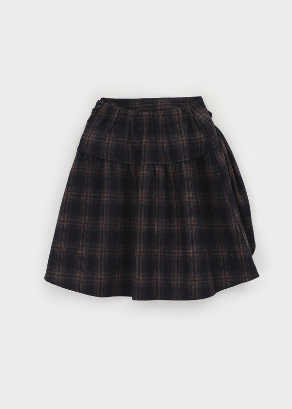Bondir Check Flared Midi Skirt (30% Wool)