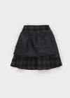 Bondir Check Flared Midi Skirt (30% Wool)
