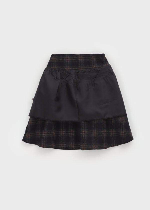 Bondir Check Flared Midi Skirt (30% Wool)