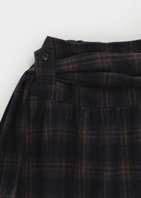 Bondir Check Flared Midi Skirt (30% Wool)