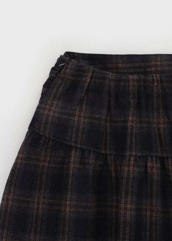Bondir Check Flared Midi Skirt (30% Wool)