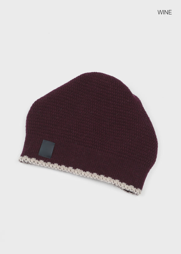 Deltoy Color Block Patch Wool Knit Beanie