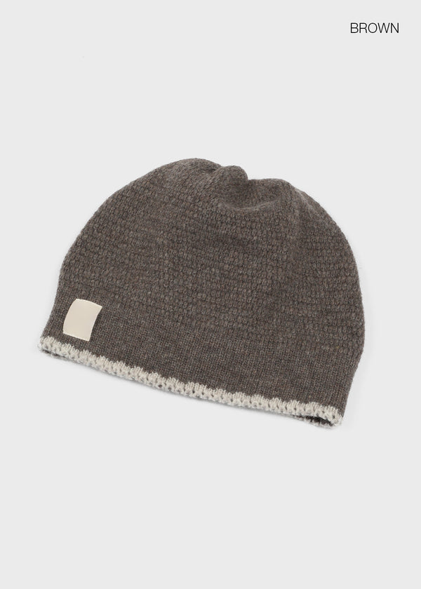 Deltoy Color Block Patch Wool Knit Beanie