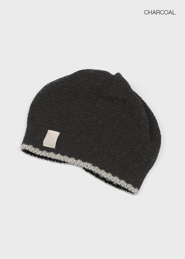 Deltoy Color Block Patch Wool Knit Beanie