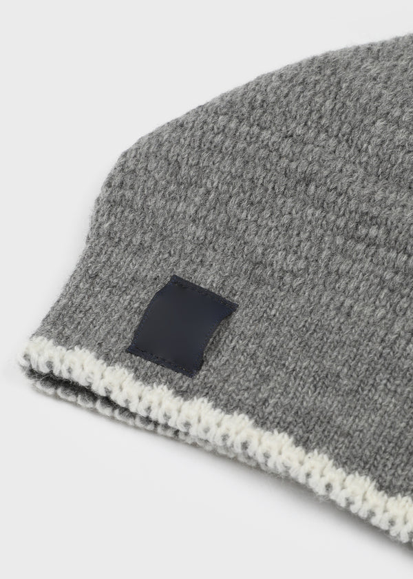 Deltoy Color Block Patch Wool Knit Beanie