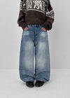 Hemlet Back-Pocket Wide Denim Pants