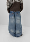 Hemlet Back-Pocket Wide Denim Pants