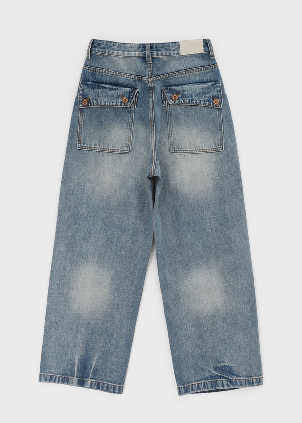Hemlet Back-Pocket Wide Denim Pants